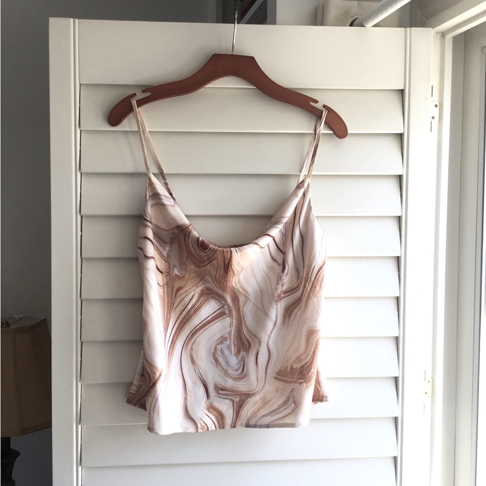 NWT Sans Souci Marble Print Camisole in Cream and Brown